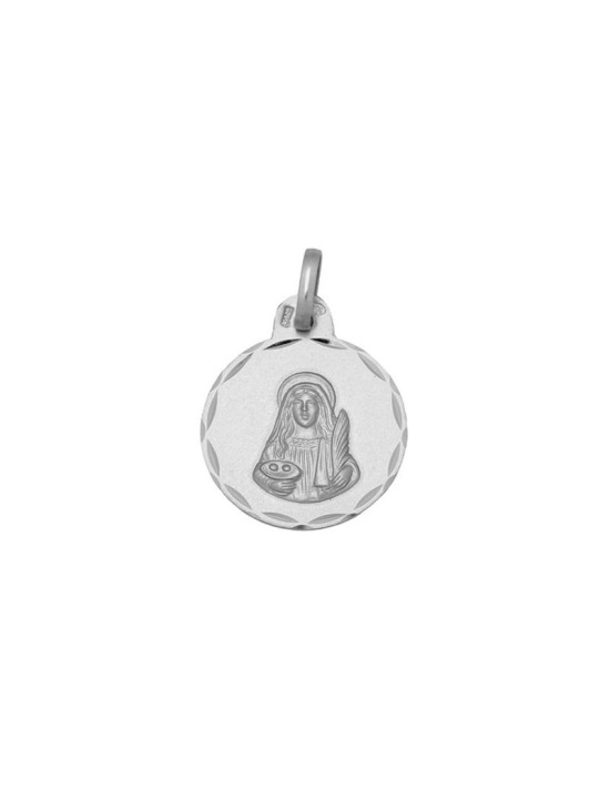 Medalla Redonda Santa Lucia Plata 925 - Envío Rápido