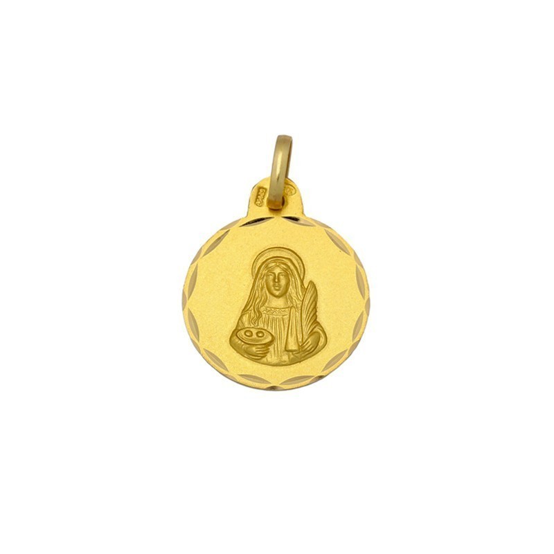 Medalla Redonda Santa Lucia Oro 18k - Envío Rápido