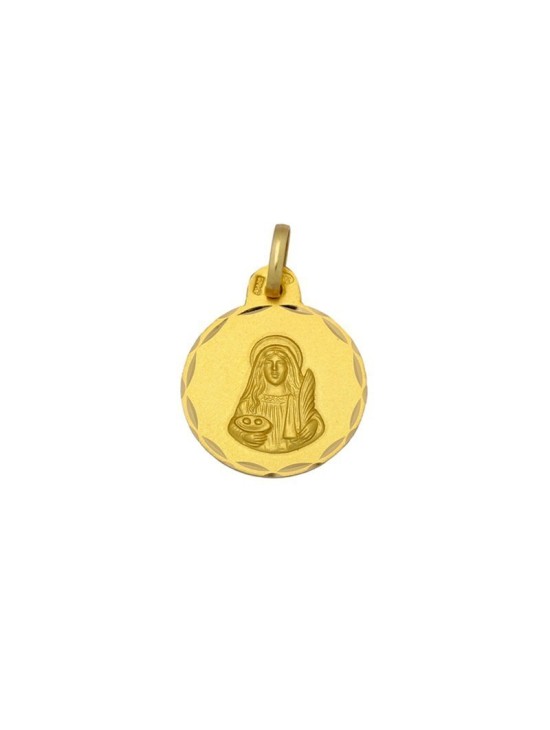 Medalla Redonda Santa Lucia Oro 18k - Envío Rápido