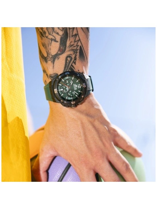 Lotus Orologio Uomo 18976/2 – Cronografo In Fibra Di Carbonio Nero, Cinturino In Gomma Verde, Quarzo, 10 ATM - 2