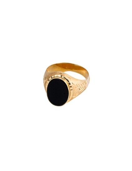 Anel Selo Homem Ouro 18K com Pedra Negra | Joyería Parejo