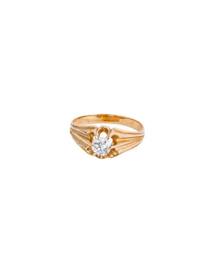 18K Gold Men's Solitaire Ring 3002004 | Parejo Jewelry
