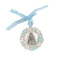 Medallón Virgen del Rocío 6 cm diámetro 09605-7 - Plata Laminada Esmaltado