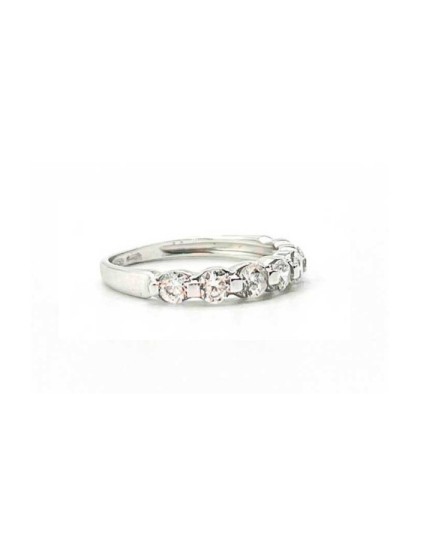 Anel Ouro Branco 18K com Zircónias 416-119 Mulher | Joyería Parejo