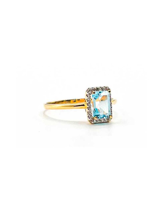 Anillo Oro 18K Aguamarina y Circonitas A185/15951/6 Mujer