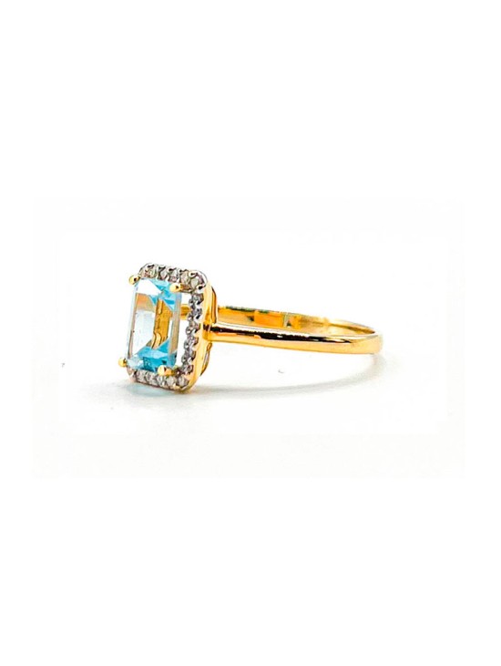 Anillo Oro 18K Aguamarina y Circonitas A185/15951/6 Mujer