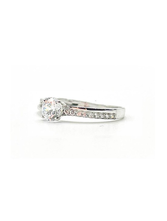 Anillo Oro Blanco 18K Solitario Circonitas DMT226 Mujer | Joyería Parejo