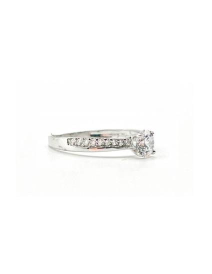 Anillo Oro Blanco 18K Solitario Circonitas DMT226 Mujer | Joyería Parejo