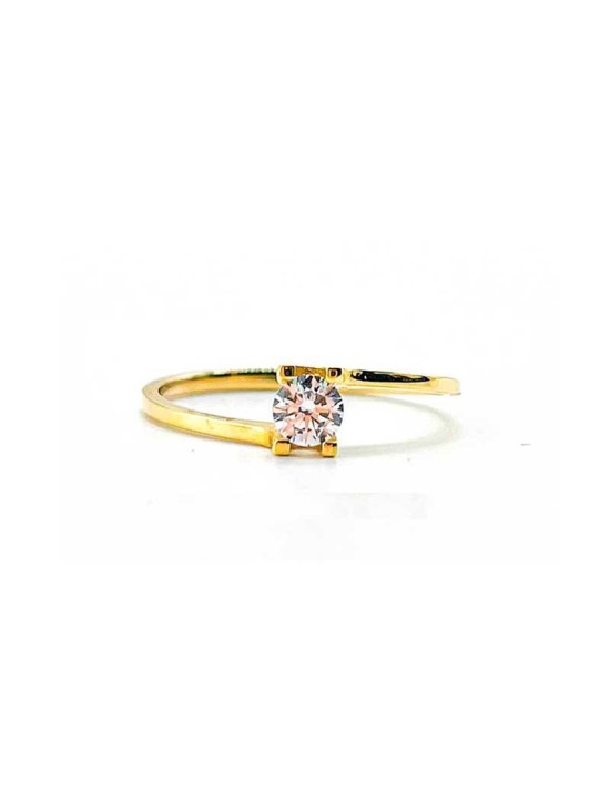 Anillo Oro 18K Solitario Circonita EMT309 Mujer