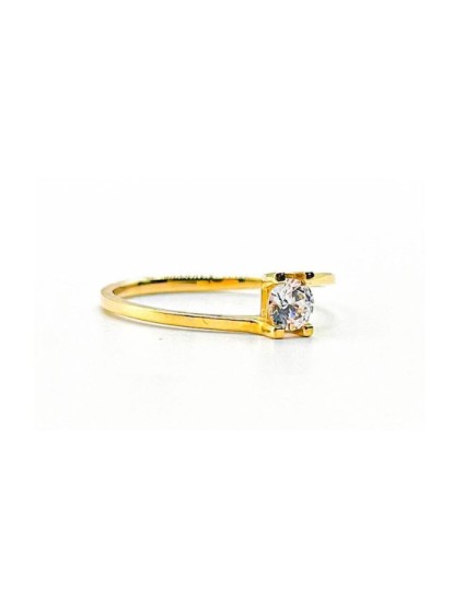 Anillo Oro 18K Solitario Circonita EMT309 Mujer