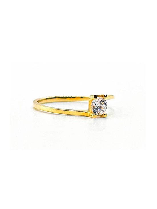 Anillo Oro 18K Solitario Circonita EMT309 Mujer