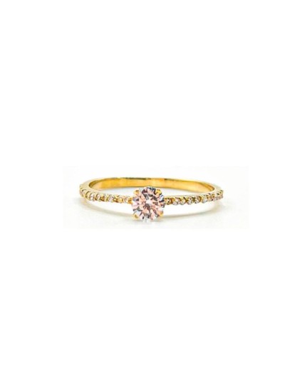 Anel Ouro 18K Solitário com Zircónias 612-9578-S/OA Mulher | Joyerí