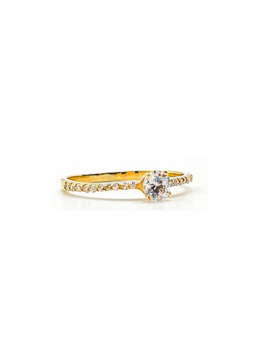 Anel Ouro 18K Solitário com Zircónias 612-9578-S/OA Mulher | Joyerí