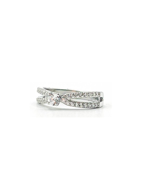 Anel Prata 925 Solitário com Zircónias Mulher | Joyeria Parejo