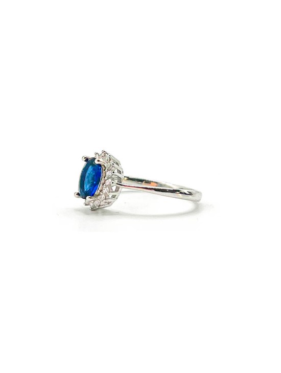 Anel Prata 925 Solitário Pedra Azul CTS302 Mulher | Joyeria Parejo