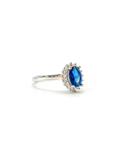 Anillo Plata 925 Solitario Piedra Azul CTS302 Mujer | Joyería Parejo