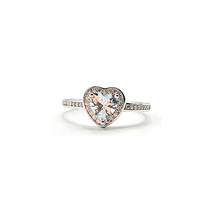 Anillo Plata 925 Corazón Circonitas Mujer - Envío 24h