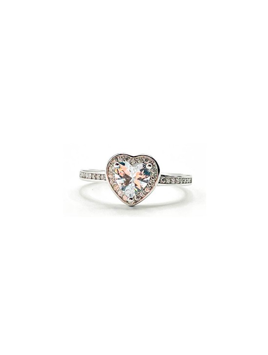 Anillo Plata 925 Corazón Circonitas Mujer - Envío 24h