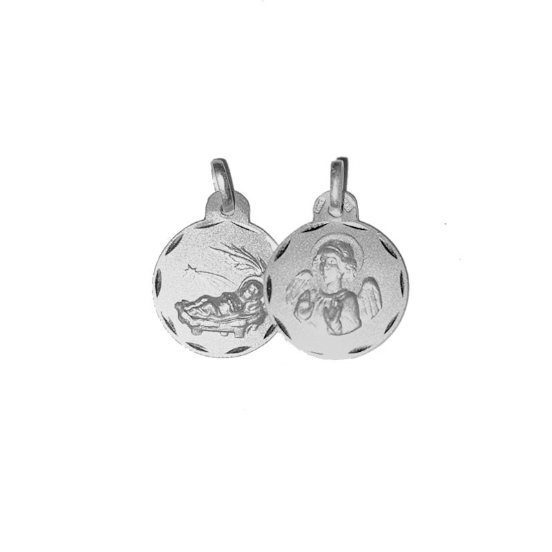 Medalha Anjo da Guarda e Menino Jesus em Prata | Joyeria Parejo