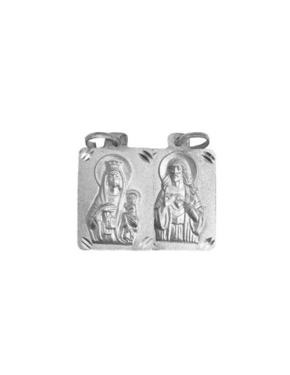 Escapulario Virgen del Carmen - Sagrado Corazón Plata | Joyería Parejo