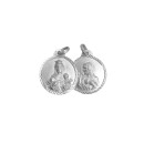Medalla Escapulario Borde Tallado Virgen del Carmen - Sagrado Corazón Plata de Ley 925 mls