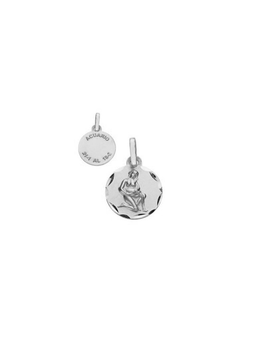 Medalla Redonda del Horóscopo Acuario Plata de Ley | Joyería Parejo Medalla Redonda del Horóscopo Acuario Plata de Ley | Joyería Parejo