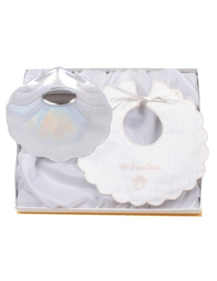 Babero and Shell Baptism Set 09686 | Parejo Jewelry