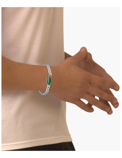 Brazalete Lacoste Arthor Plata en Acero para Hombre