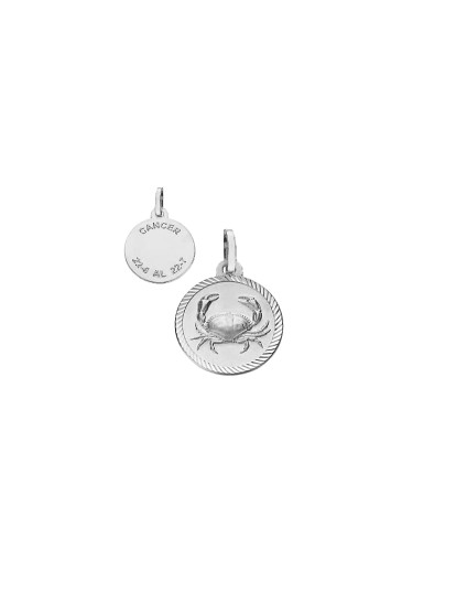 Medalla del Horóscopo Cancer Borde Tallado Plata | Joyería Parejo