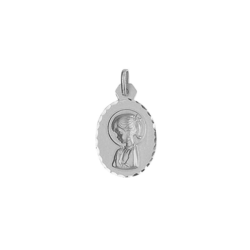 Medalla Oval Virgen Niña en Plata de Ley 925 | Joyería Parejo
