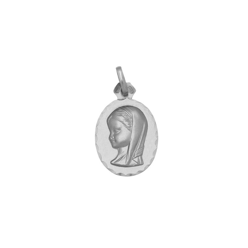 Medalha Oval Virgem Menina Rosto em Prata de Lei | Joyeria Parejo