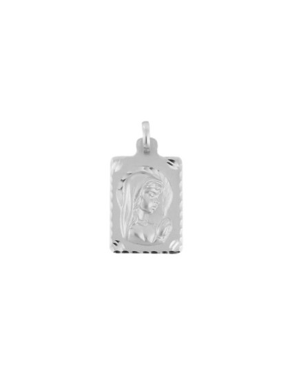 Rectangular Virgin Mary Medal in Sterling Silver | Parejo Jewelry