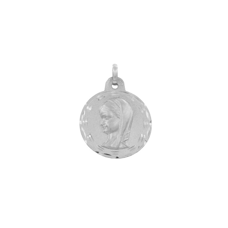 Medalla Redonda Virgen Niña Rostro en Plata de Ley | Joyería Parejo