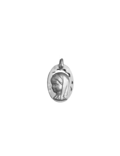 Medalla Oval Calada Virgen Niña Rostro Plata de Ley | Joyería Parejo