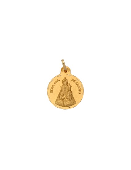 Medalha Redonda da Virgem de Araceli de Lucena em Ouro 18k
