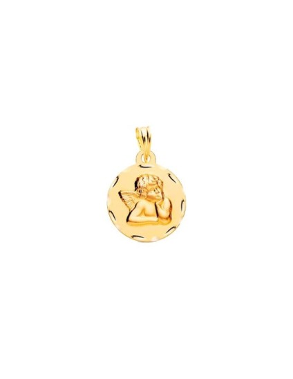 18K Gold Round Cherub Medal | Parejo Jewelry