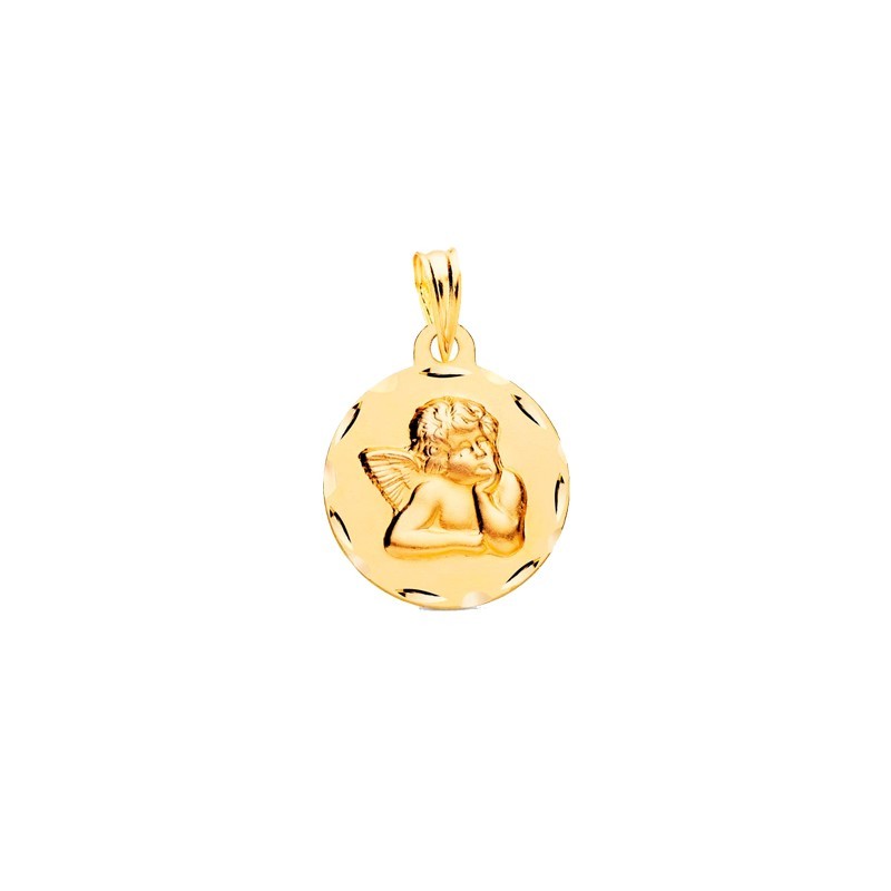 18K Gold Round Cherub Medal | Parejo Jewelry