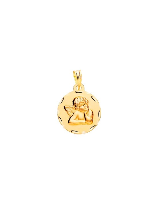 Medalha Redonda Querubim em Ouro 18K | Joalharia Parejo