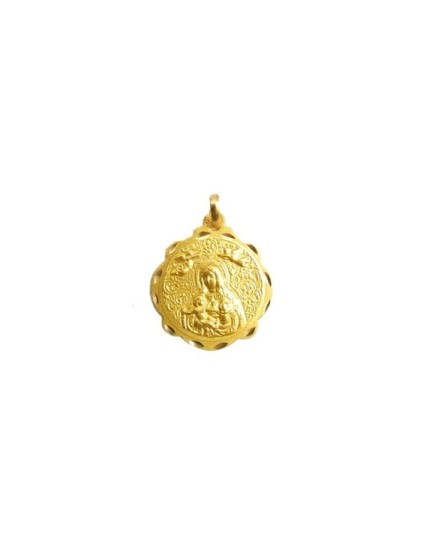 Medalla Borde Ondulado Virgen de la Cinta en Oro 18K | Joyería Parejo