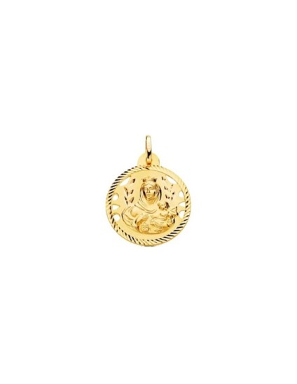 Medalla Calada Virgen del Carmen Borde Tallado en Oro | Joyería Parejo