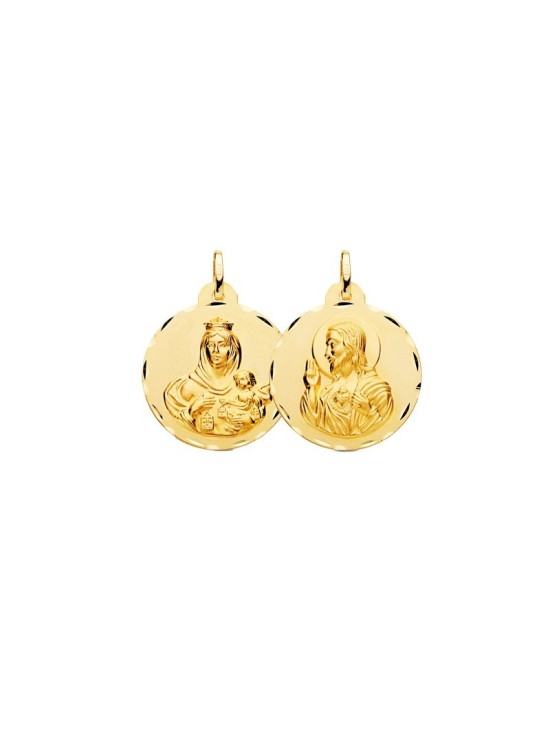 Escapulario Virgen del Carmen - Sagrado Corazón Oro | Joyería Parejo