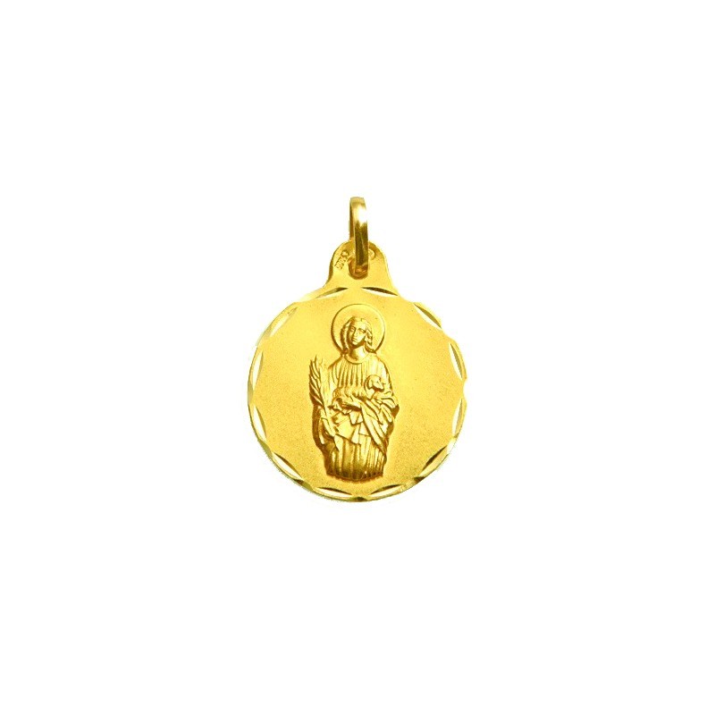 Medalha Redonda Santa Inês em Ouro 18K | Joyeria Parejo