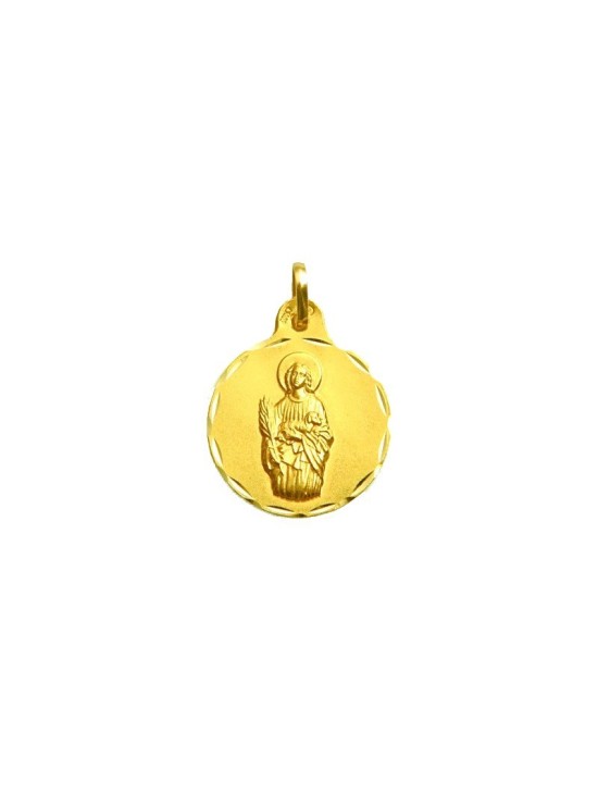 18K Gold Round Saint Agnes Medal | Parejo Jewelry