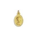 Medalla Oval del Rostro de la Virgen Niña en Oro 18k