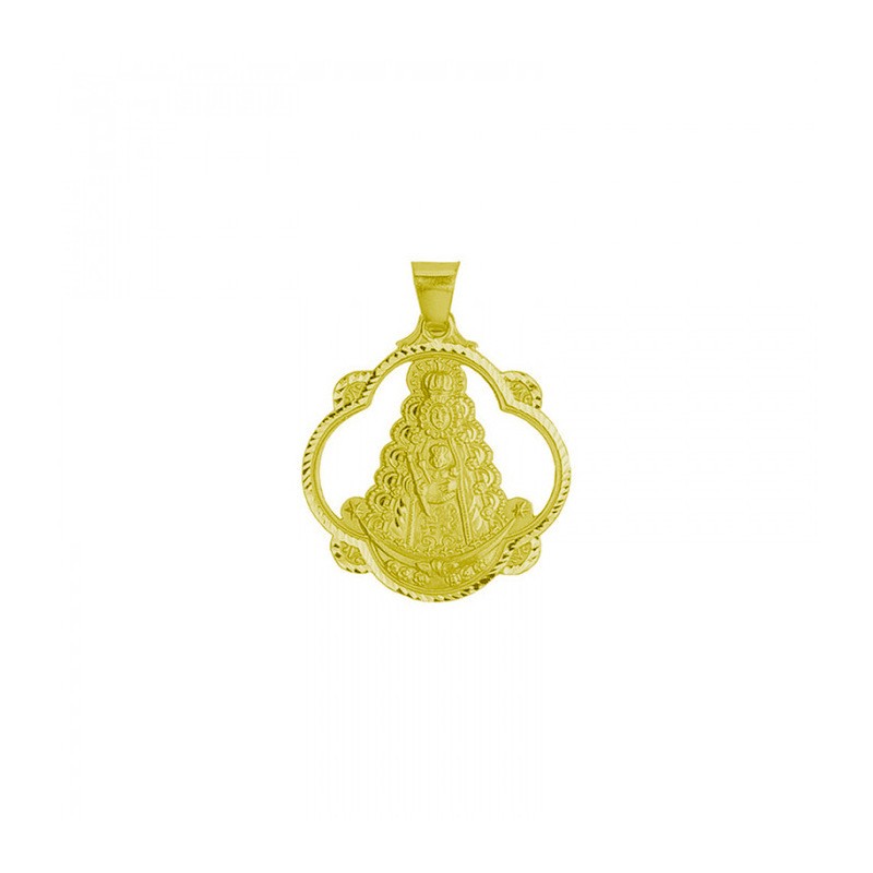Gold Virgin del Rocío Tambourine Medal | Joyería Parejo Jewelry