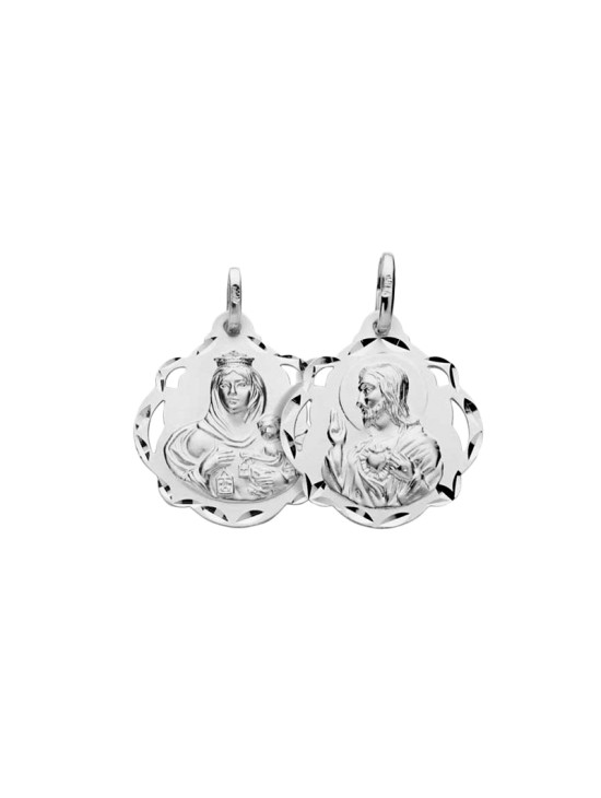 Medalla Calada V. del Carmen - Sagrado Corazón Plata | Joyería Parejo