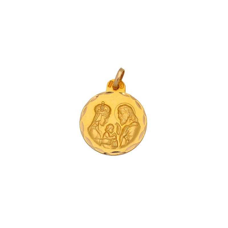 Medalha Redonda Sagrada Família em Ouro 18K | Joyería Parejo