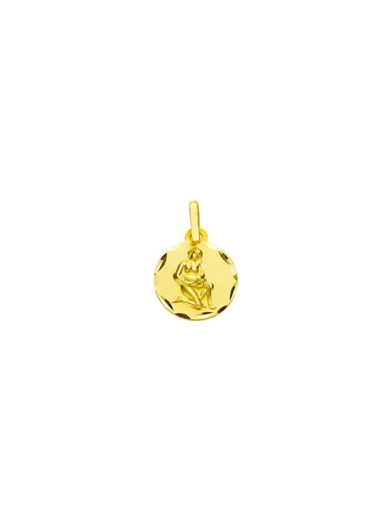 18k Gold Aquarius Horoscope Medal - Free Shipping