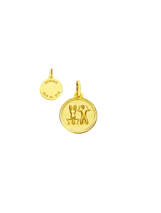 Medalla del Horóscopo Géminis Borde Tallado en Oro | Joyería Parejo Medalla del Horóscopo Géminis Borde Tallado en Oro | Joyería Parejo