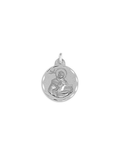 Medalla Redonda de Santo Tomás de Aquino Plata 21mm | Joyería Parejo